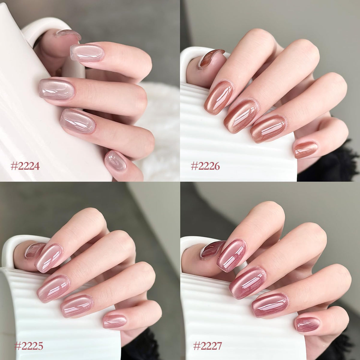 Application of GAOY Pink Cat Eye gel polish on nails