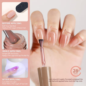 Application of GAOY Sheer Nude Gel Nail Polish on nails