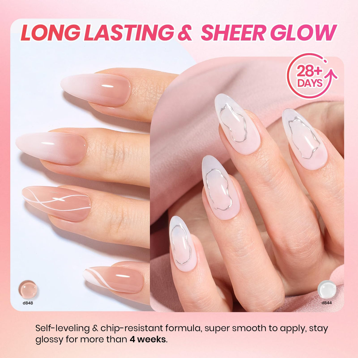 Application of jelly gel polish on nails showcasing sheer effect