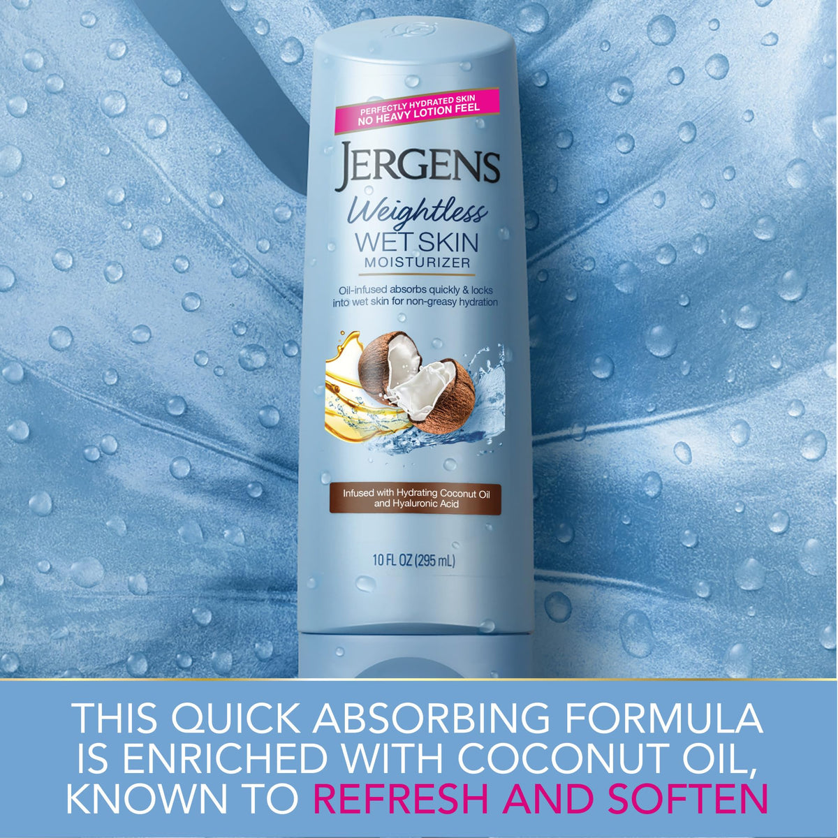 Application of Jergens Wet Skin Body Moisturizer on skin