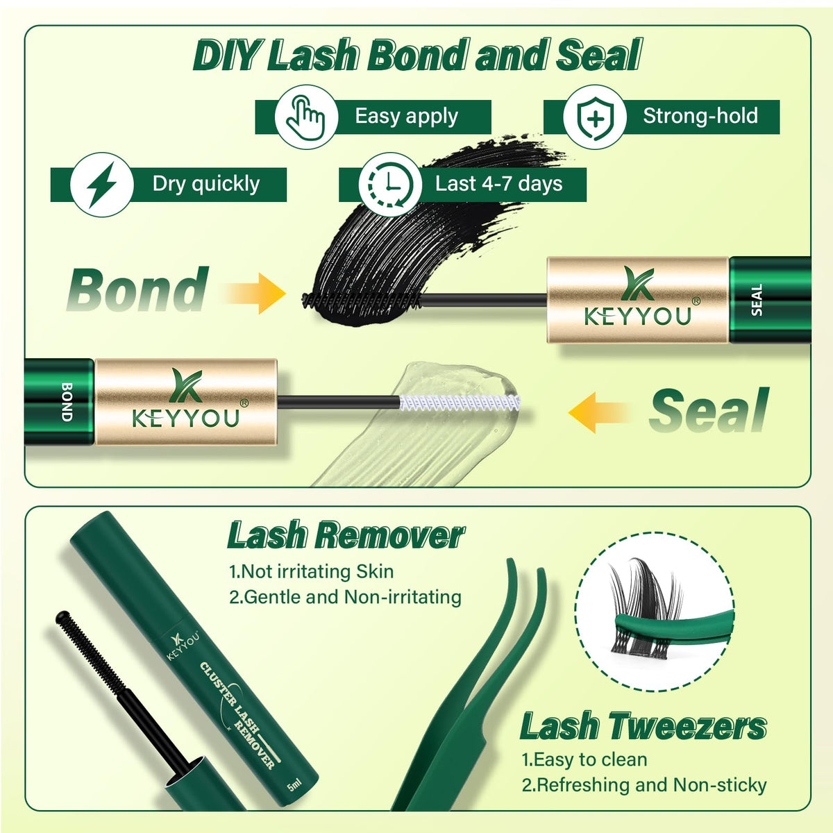 Application of KEYYOU lash clusters with tweezers