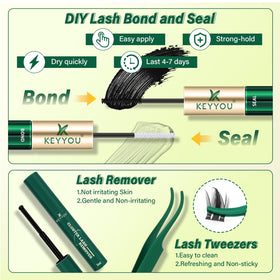 Application of KEYYOU lash clusters with tweezers