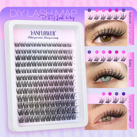 Application of LANFLOWER lash clusters on model's eyes
