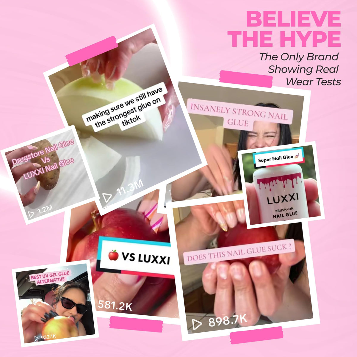 Application of LUXXI Brush On Nail Glue on press on nails