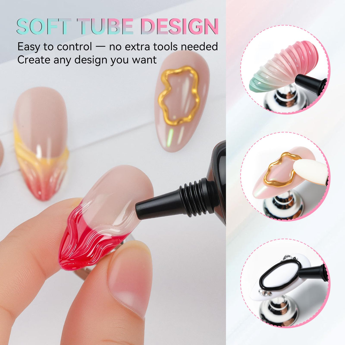 Application of Makartt 3D Nail Gel on acrylic nails