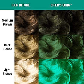 Application of MANIC PANIC Siren's Song hair dye on hair