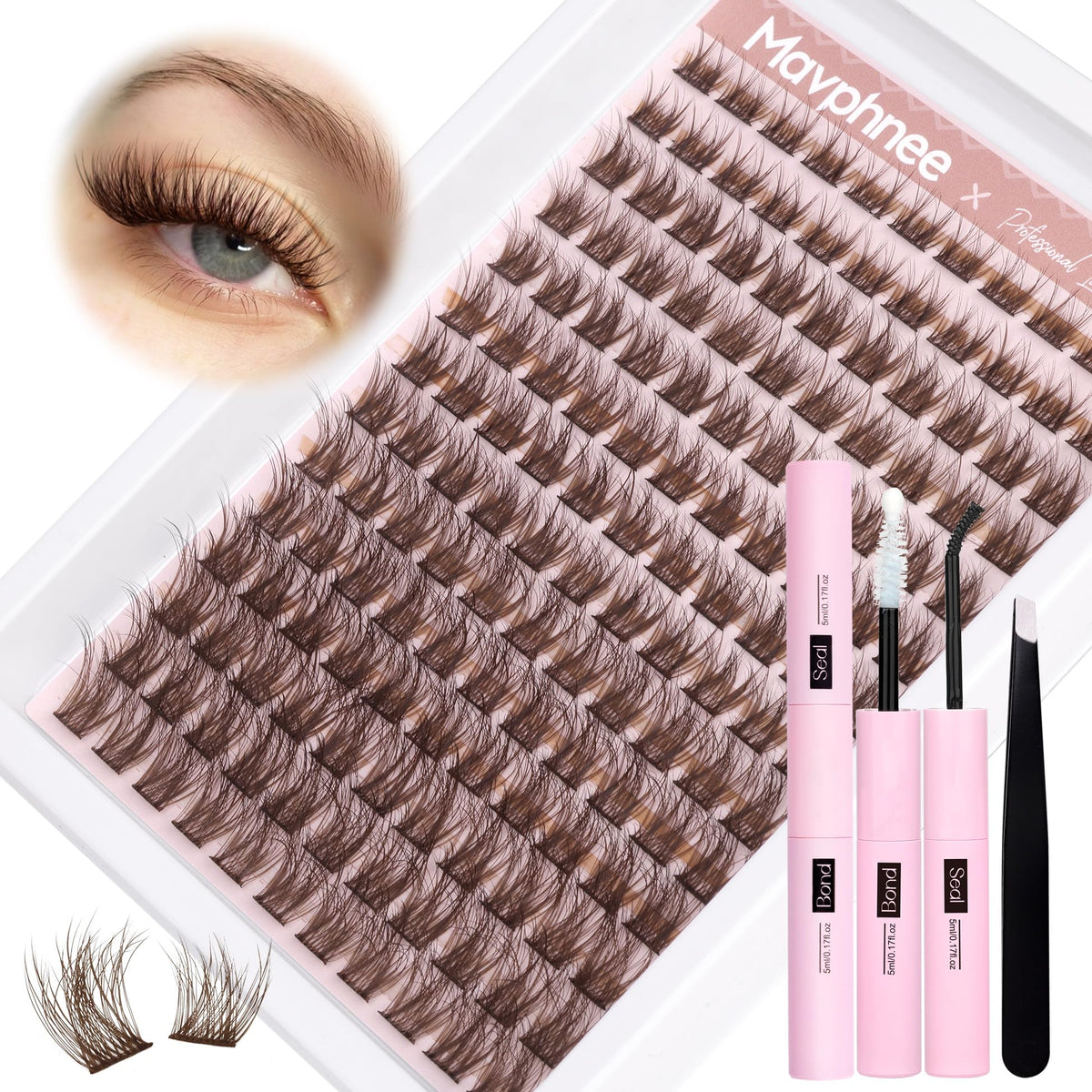 Application of Mavphnee brown lash clusters on a model