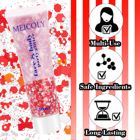 Application of MEICOLY body glitter on skin