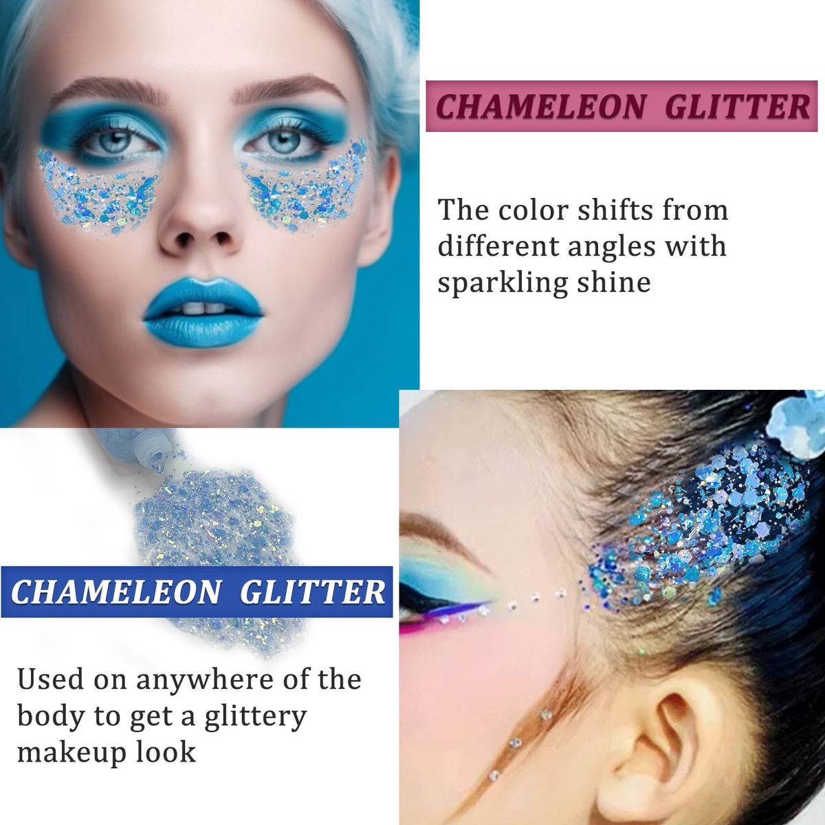 Application of MEICOLY Chameleon Glitter on skin