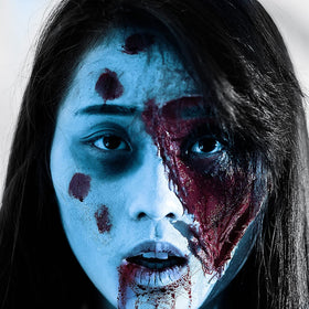 Application of MEICOLY Light Blue Face Body Paint on skin