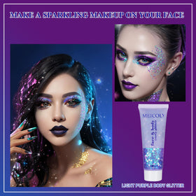 Application of MEICOLY Light Purple Body Glitter on skin