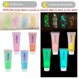 Application of MEICOLY Neon Pink Body Glitter Gel on skin