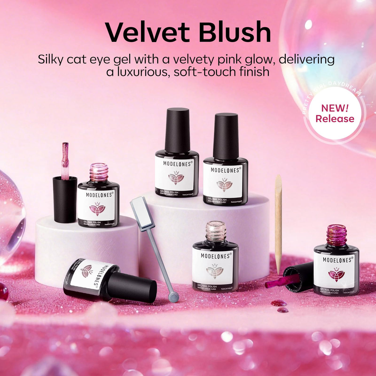 Application of modelones Cat Eye Gel Nail Polish with magnet