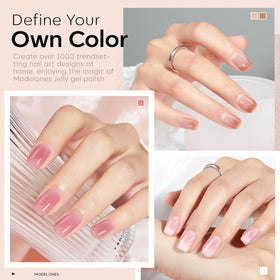 Application of modelones gel polish on nails with glossy finish