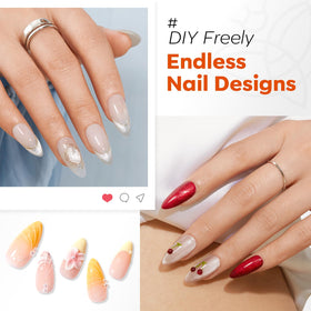 Application of nail glue on almond nail tips