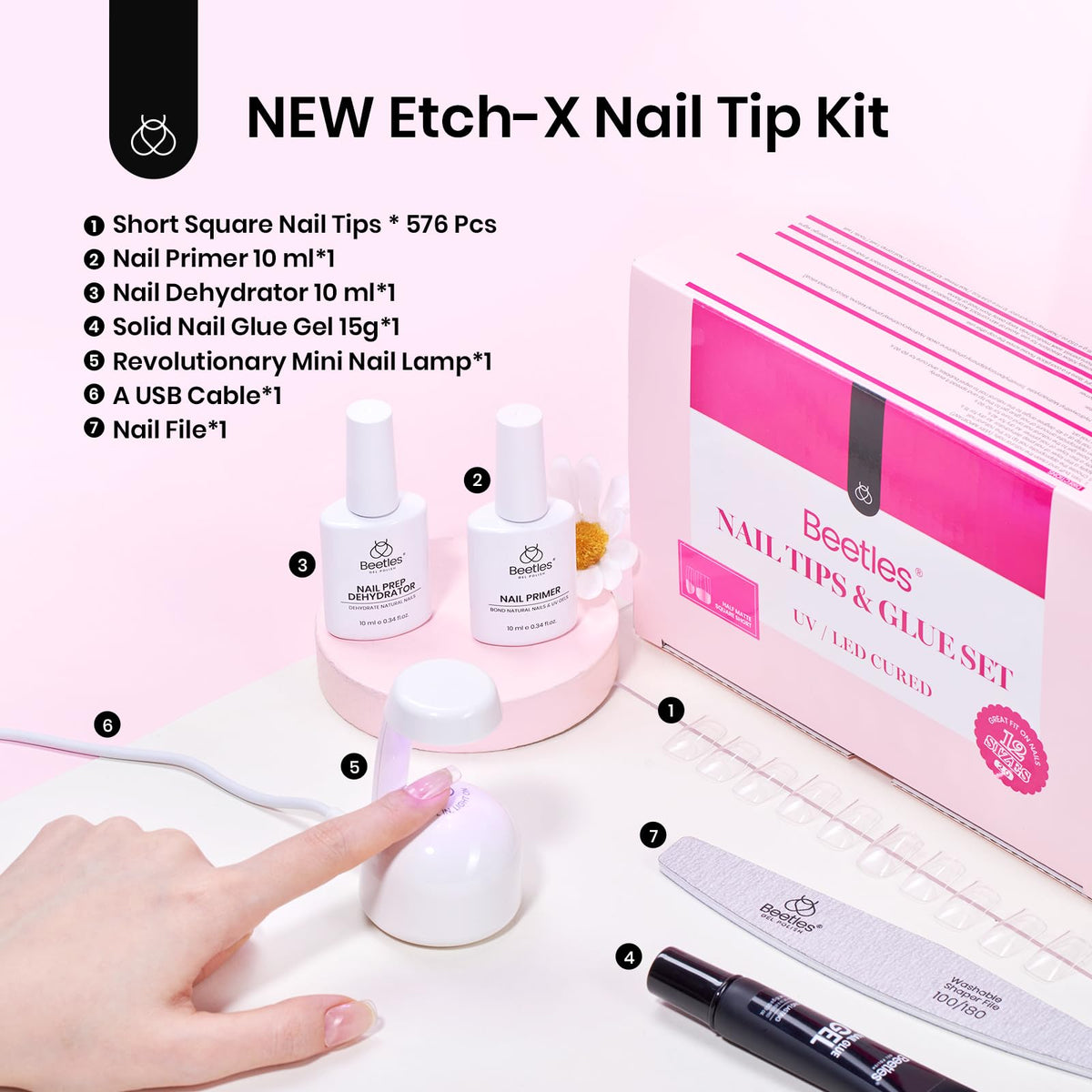 Application of nail tips with beetles Gel Nail Kit