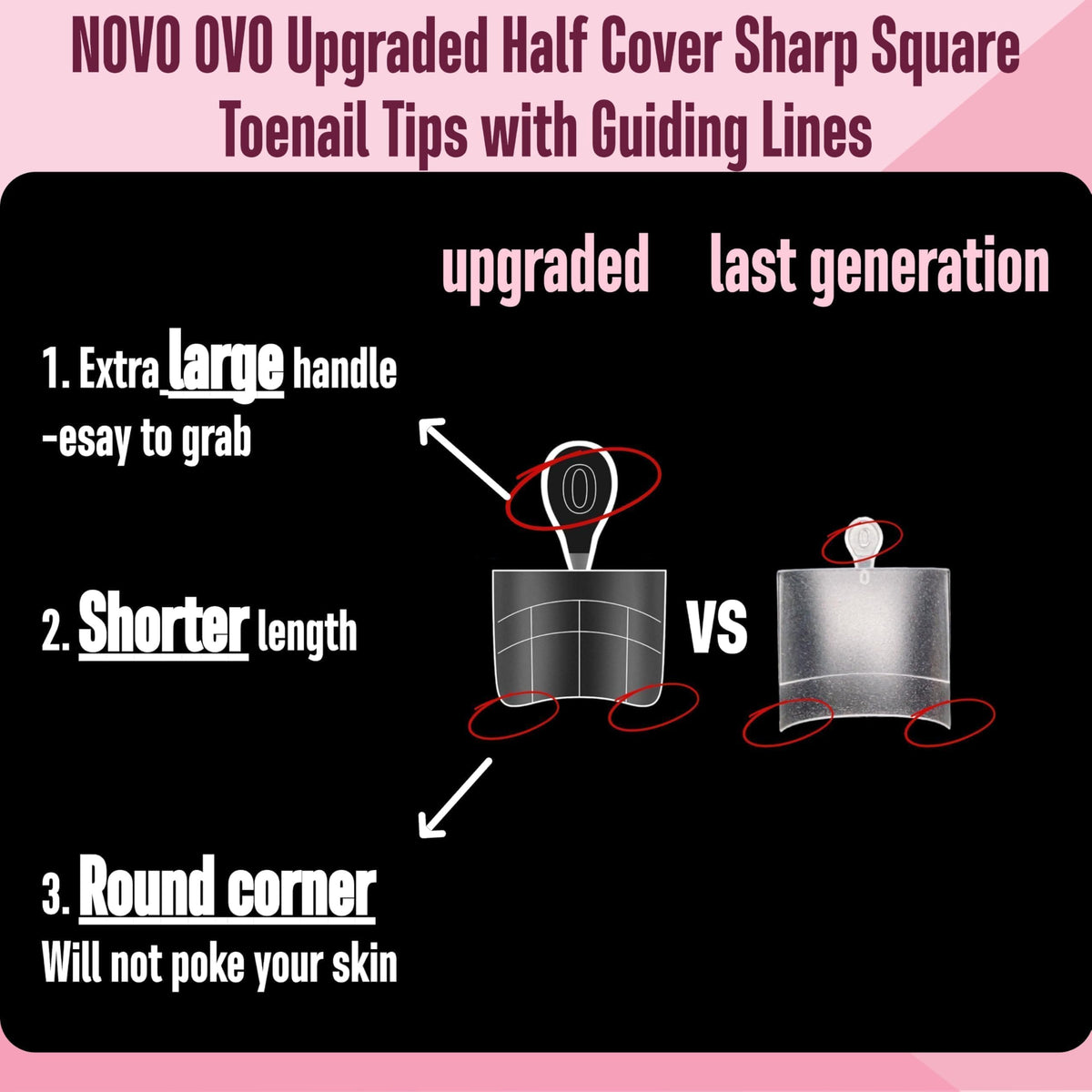 Application of NOVO OVO Soft Gel Toe Nail Tips on natural nails