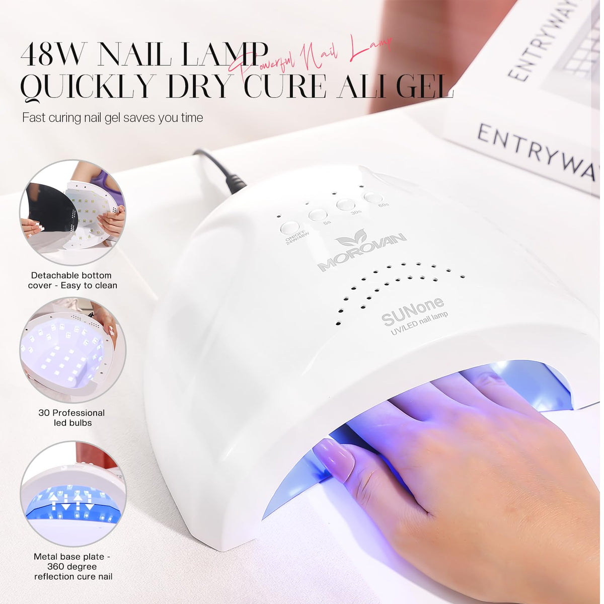 Application of poly gel on nails using Morovan tools