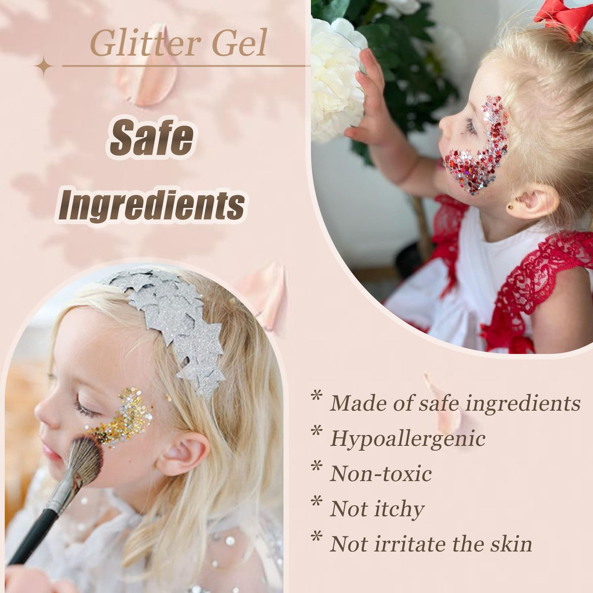 Application of Prehot Face Body Glitter Gel on skin
