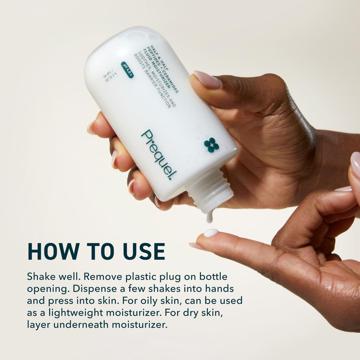 Application of Prequel Skin Hydrating Moisturizer on skin