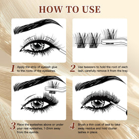 Application of QUEWEL lash clusters using tweezers
