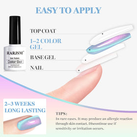 Application of RARJSM Cat Eye Gel Nail Polish with magnet stick