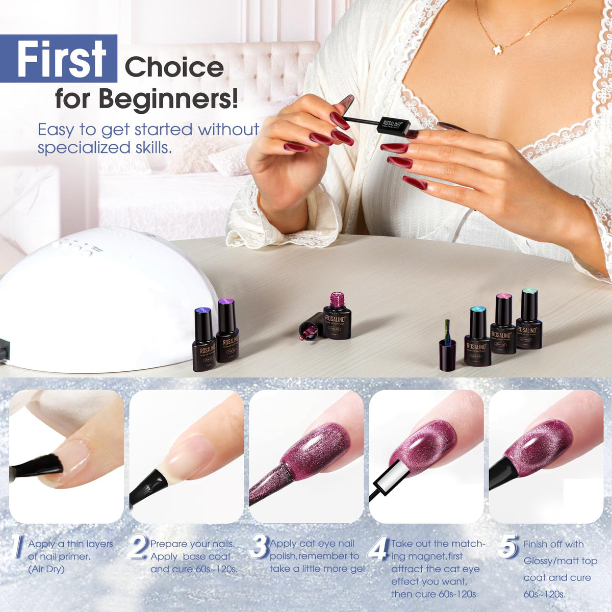 Application of ROSALIND gel polish on nails