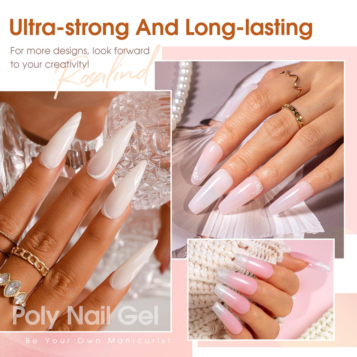 Application of ROSALIND poly nail gel on nails