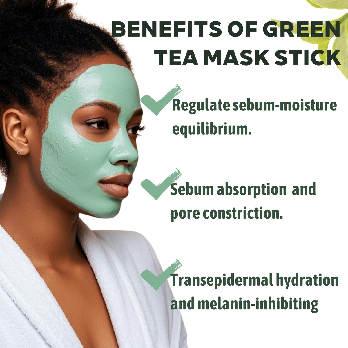 Application of SHUIKU Green Tea Clay Stick Mask on skin