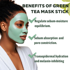 Application of SHUIKU Green Tea Clay Stick Mask on skin