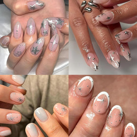 Application of SPLOCUDU silver nail stickers on fingernails