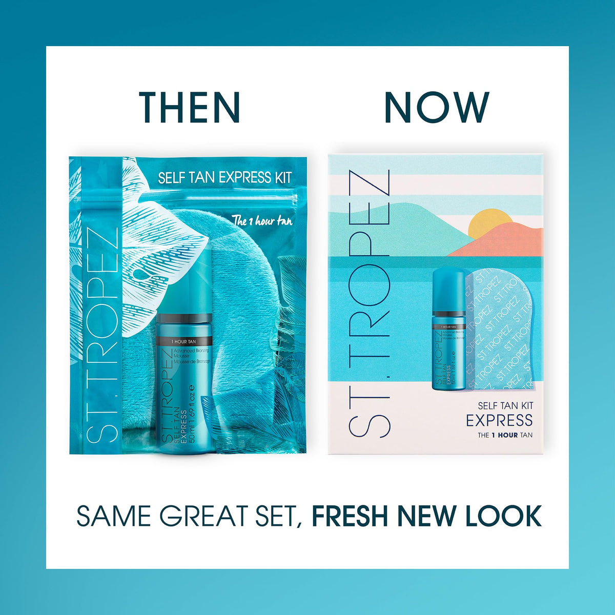 Application of St.Tropez mousse on skin using mitt