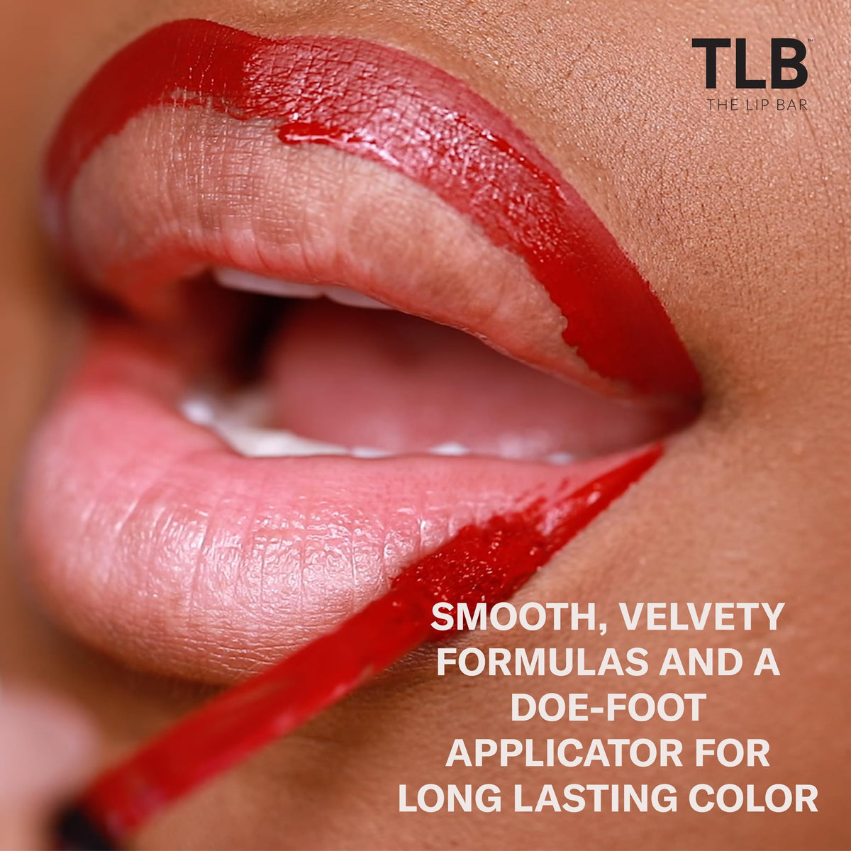 Application of The Lip Bar Nonstop Liquid Matte Lipstick on lips