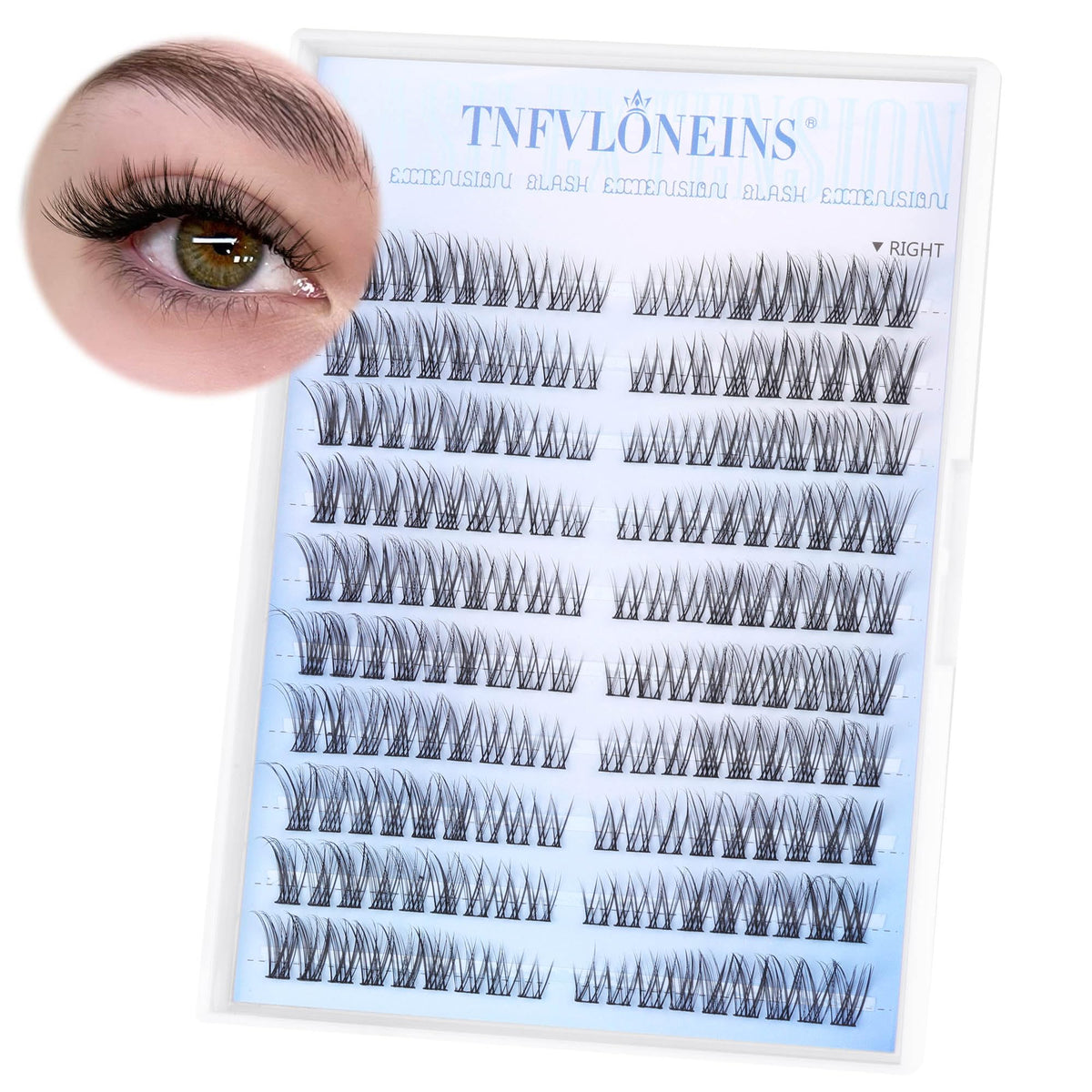 Application of TNFVLONEINS wispy lash clusters
