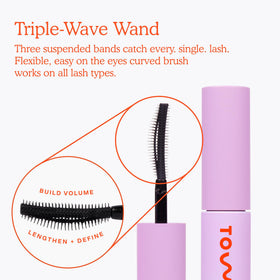 Application of Tower 28 Mini MakeWaves Mascara on lashes