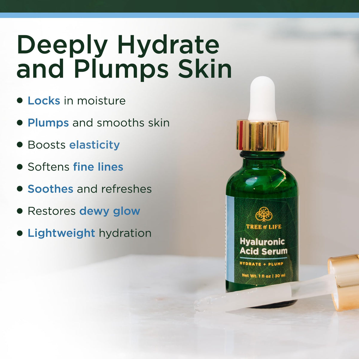 Application of Tree of Life Face Serum on skin