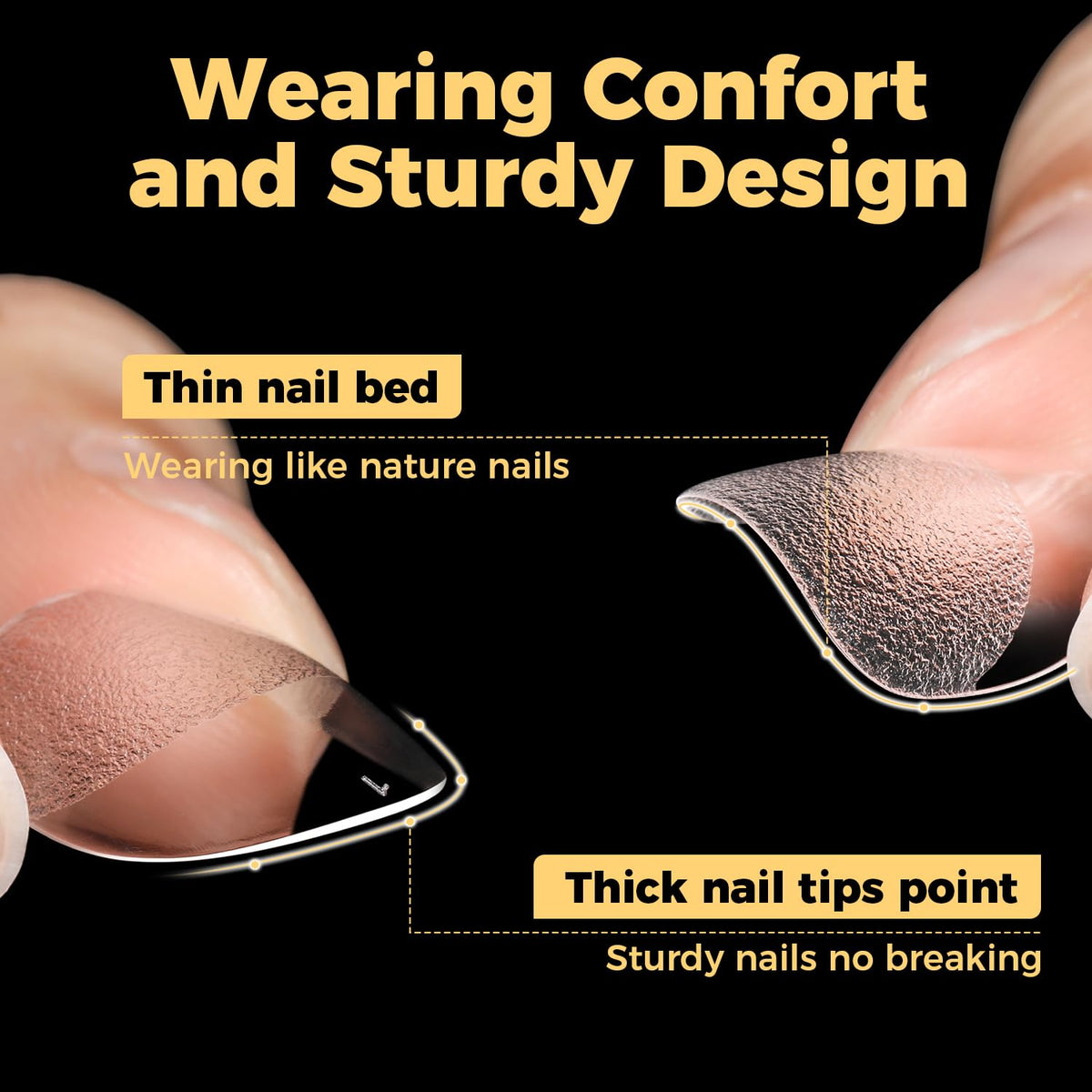 Application of UNA GELLA Extra Short Almond Nail Tips on nails
