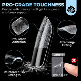 Application of UNA GELLA Short Square Gel Nail Tips with nail glue