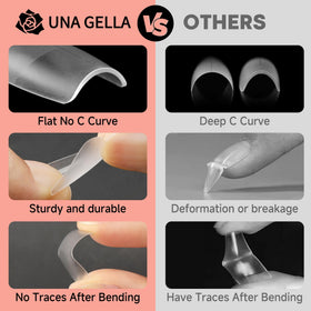 Application of UNA GELLA Short Square Nail Tips on nails