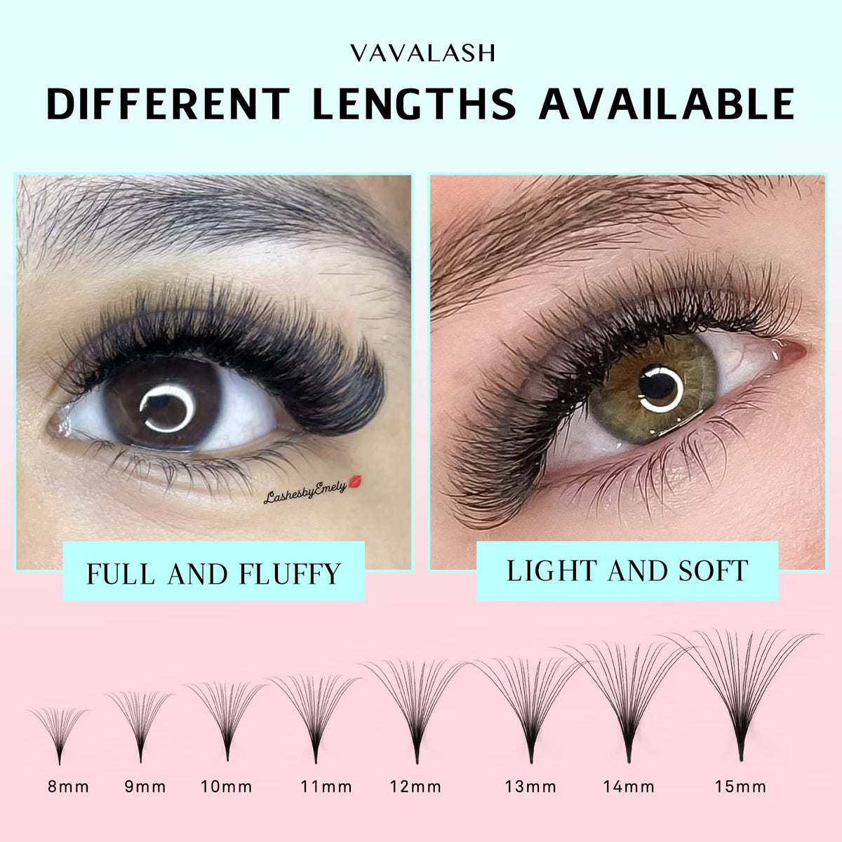 Application of VAVALASH eyelash extensions on natural lashes