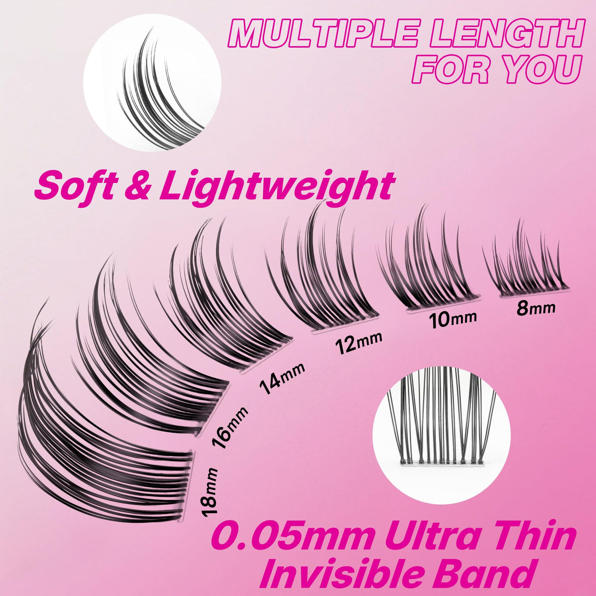 Application of VEYESBEAUTY Sweetie lash clusters with lash applicator