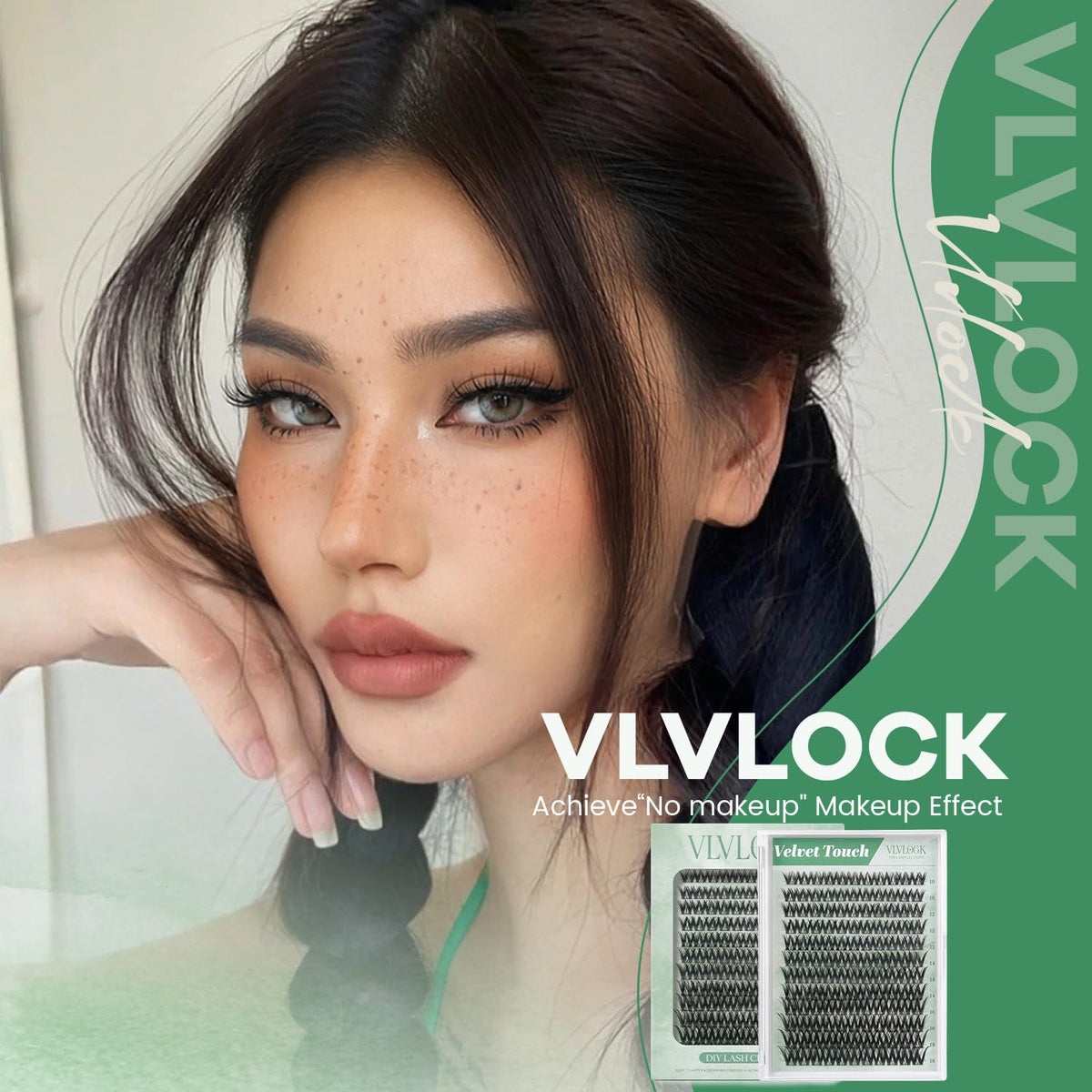 Application of VLVLOCK lash clusters on model's eyes