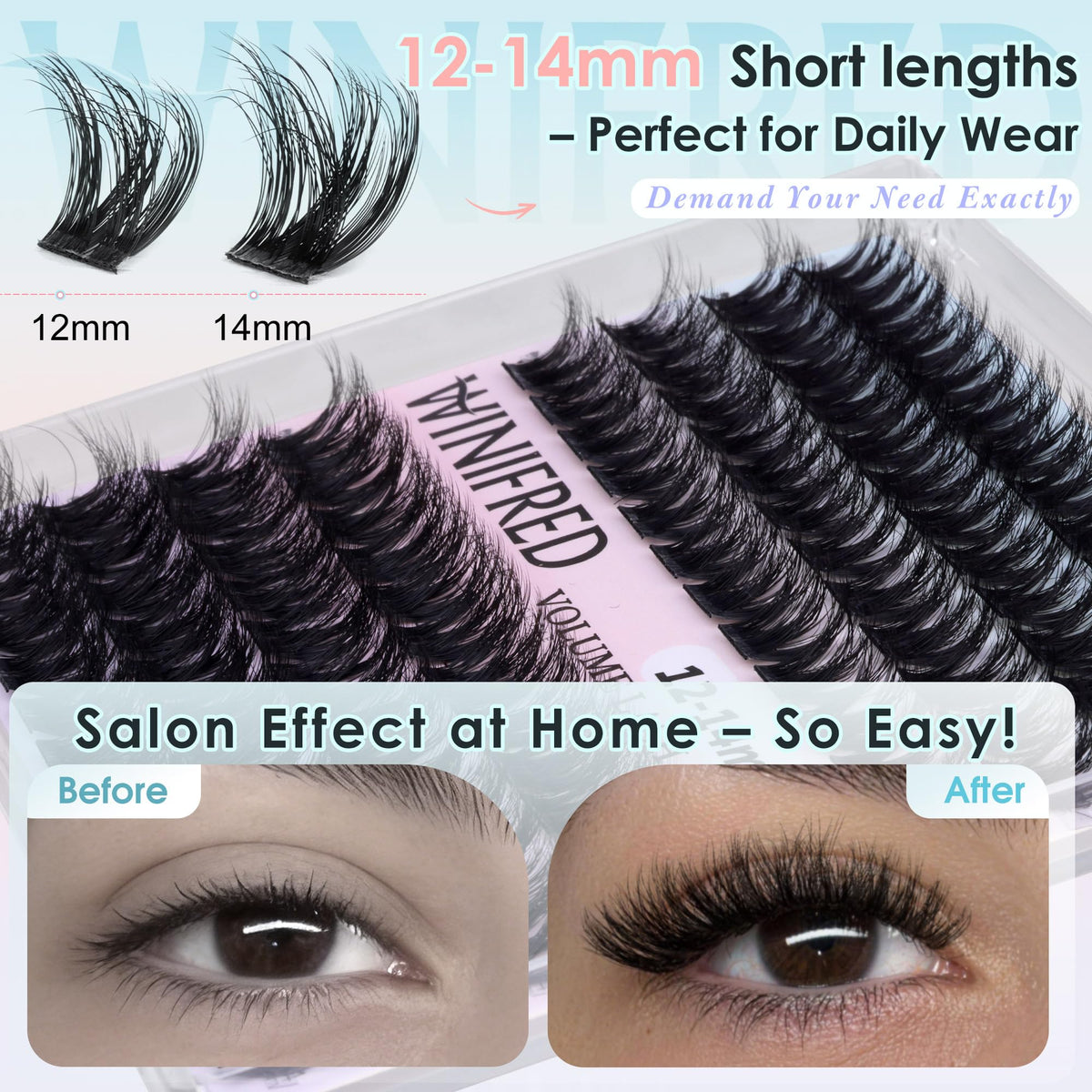 Application of Winifred Fluffy Lash Clusters on model