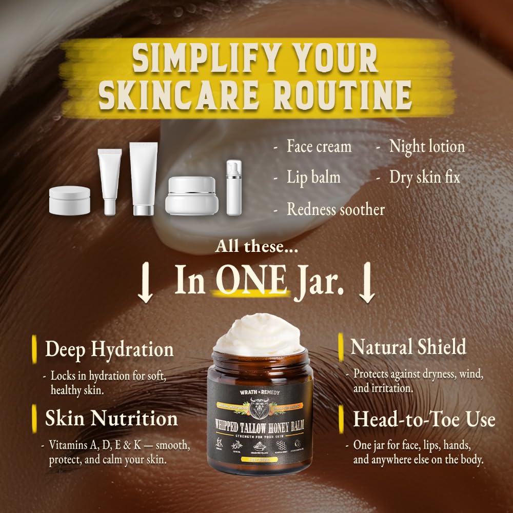 Application of Wrath & Remedy Organic Beef Tallow Honey Balm on skin