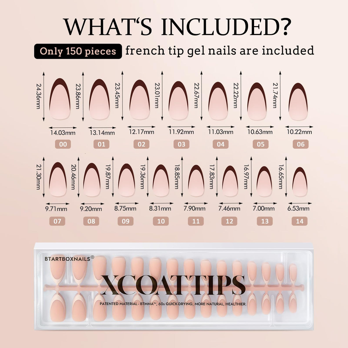Application process of BTArtboxnails press on nails on a hand