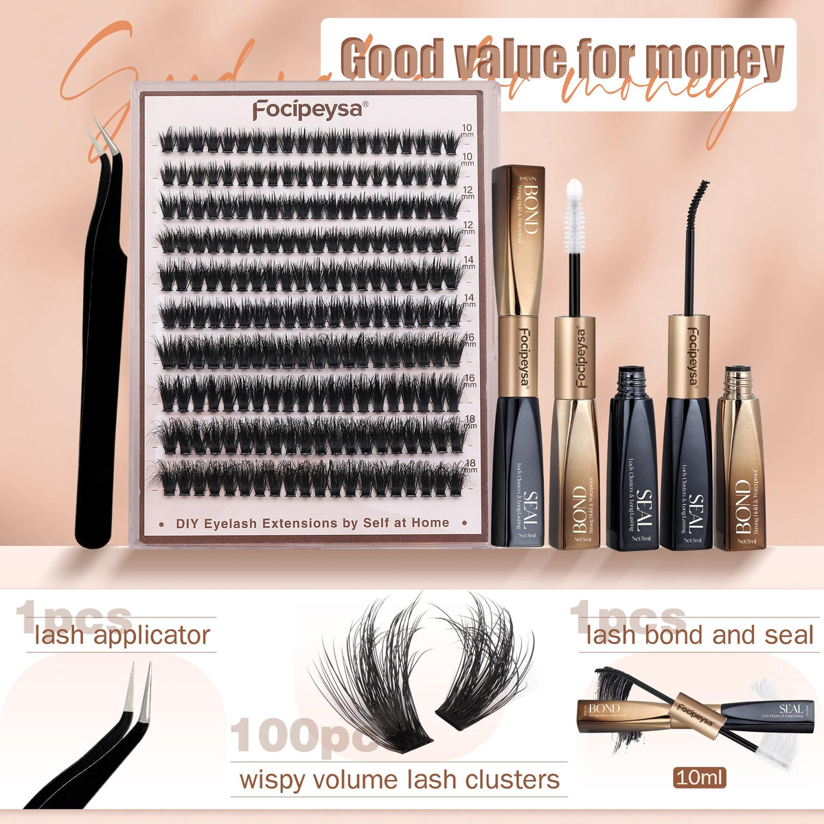 Application process of Focipeysa lash clusters with glue