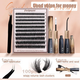 Application process of Focipeysa lash clusters with glue