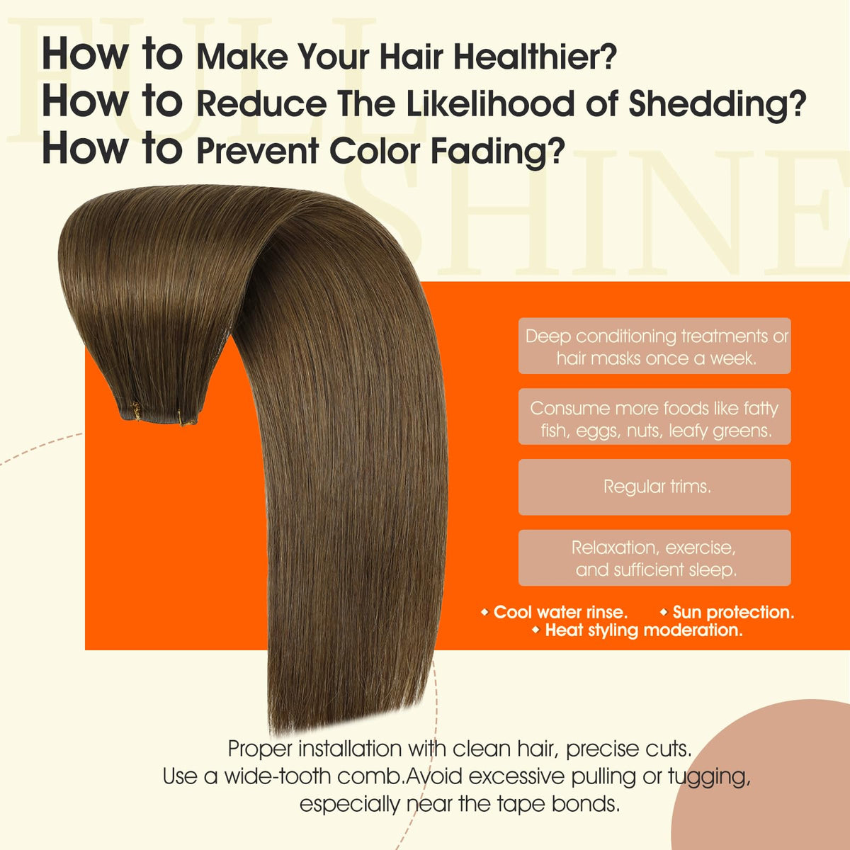 Application process of Full Shine Tape in Hair Extensions