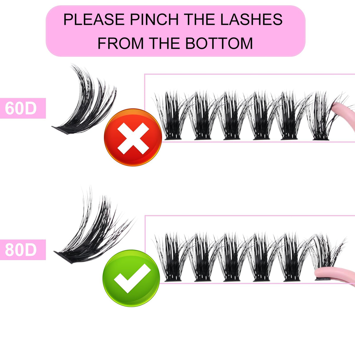 Application process of LAUBESS lash clusters on natural lashes