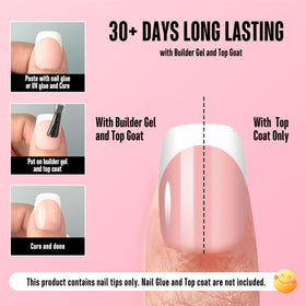 Application process of NOVO OVO Baby Pink nail tips on nails